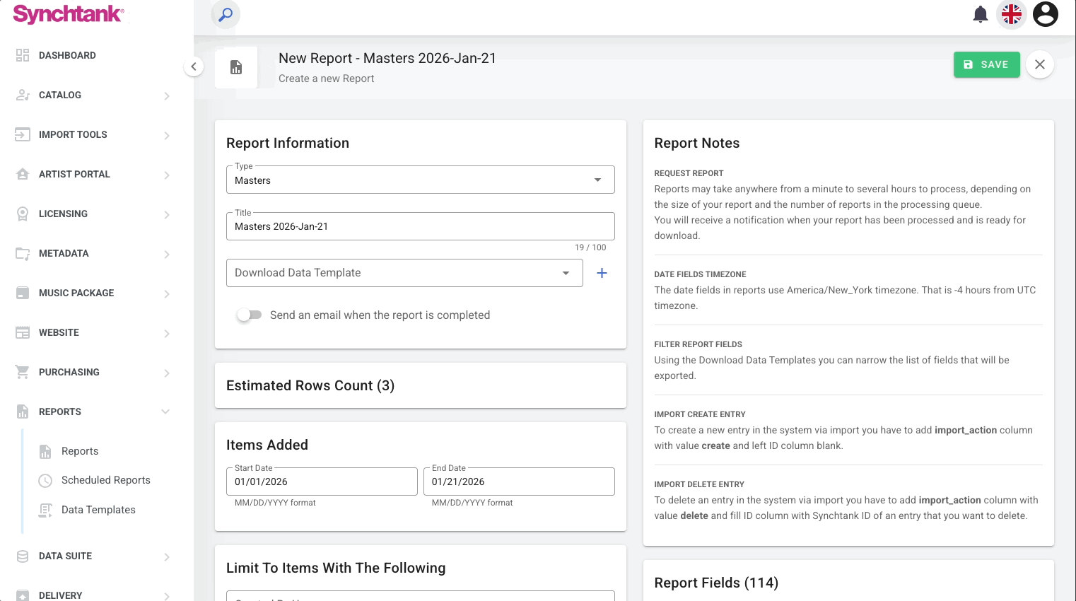 Reports Dashboard - Reports Support Article