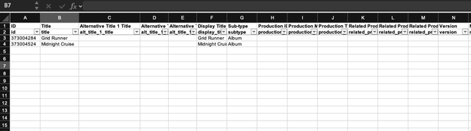 Album Upload - Excel