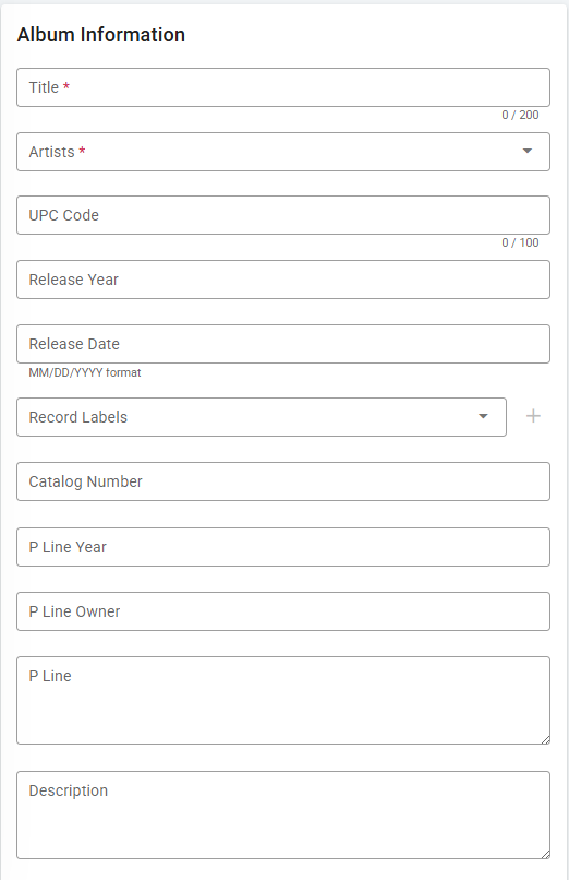 Release Notes 2026 - Artist Portal - New Fields - Albums